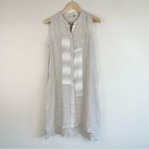 Chalet Sleeveless Linen Shift Dress Small Lagenlook EUC